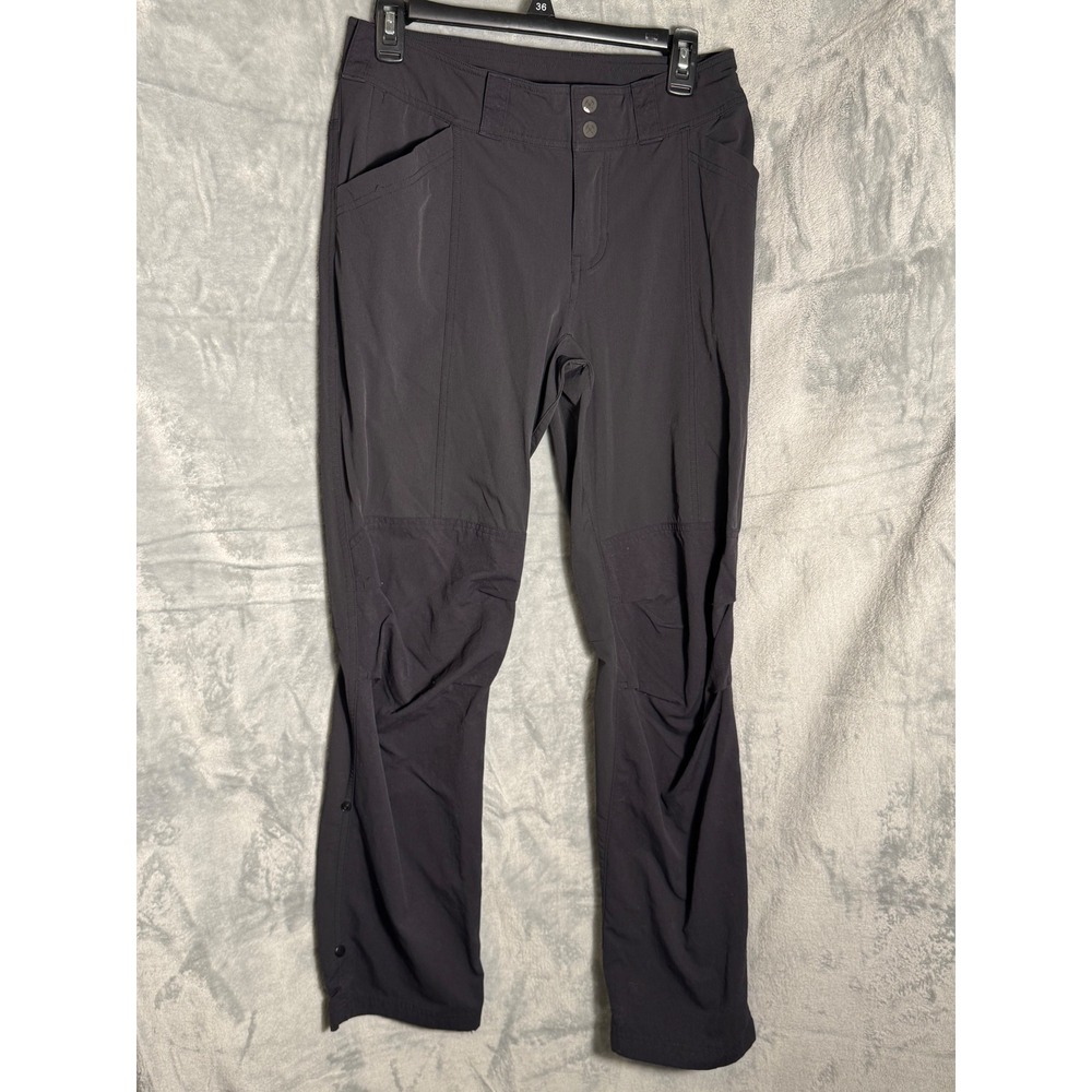 REI Co-op‎ Womens 6 Black Stretch Woven Hiking Pants Articulated Knee Snap Up